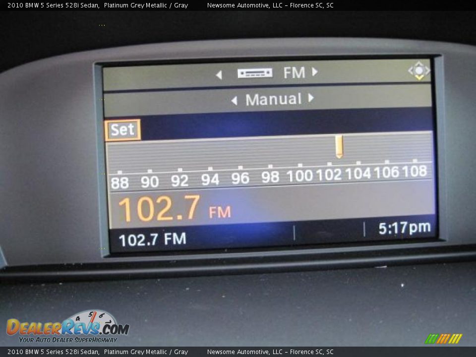 2010 BMW 5 Series 528i Sedan Platinum Grey Metallic / Gray Photo #7