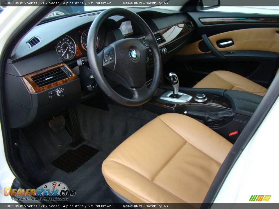 2008 BMW 5 Series 528xi Sedan Alpine White / Natural Brown Photo #10
