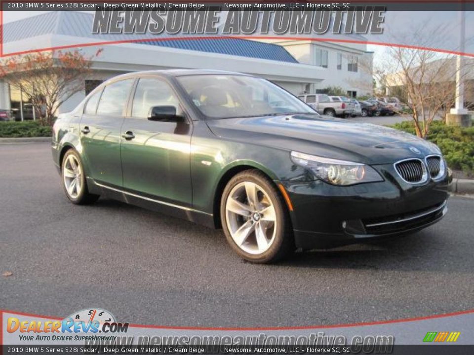 2010 BMW 5 Series 528i Sedan Deep Green Metallic / Cream Beige Photo #1