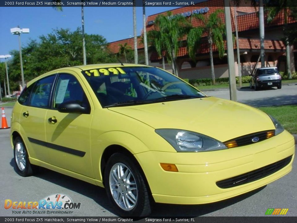 2003 Ford Focus ZX5 Hatchback Screaming Yellow / Medium Graphite Photo #1