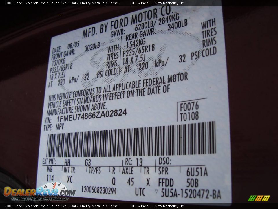 2006 Ford Explorer Eddie Bauer 4x4 Dark Cherry Metallic / Camel Photo #34