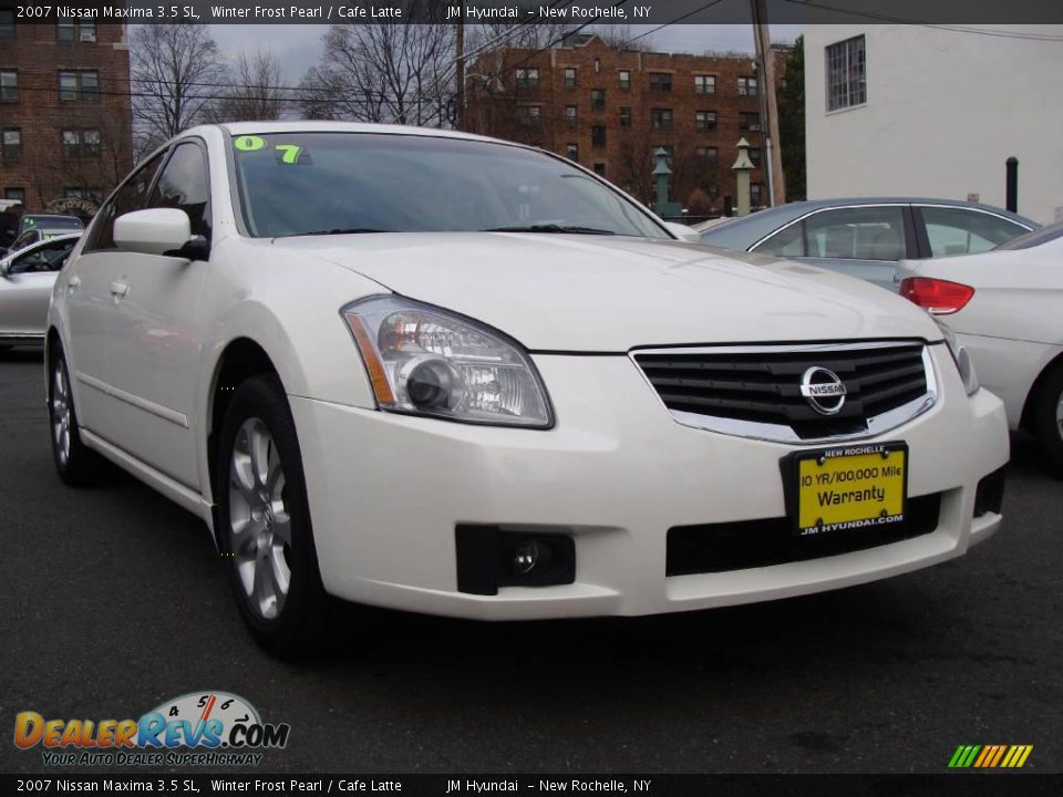 2007 Nissan Maxima 3.5 SL Winter Frost Pearl / Cafe Latte Photo #1