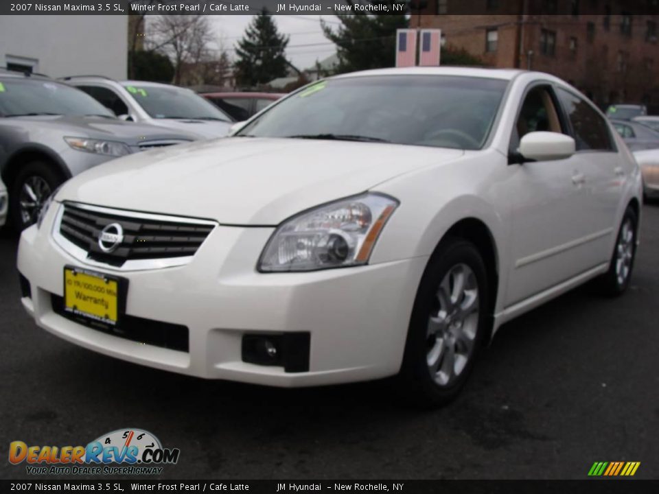 2007 Nissan Maxima 3.5 SL Winter Frost Pearl / Cafe Latte Photo #3