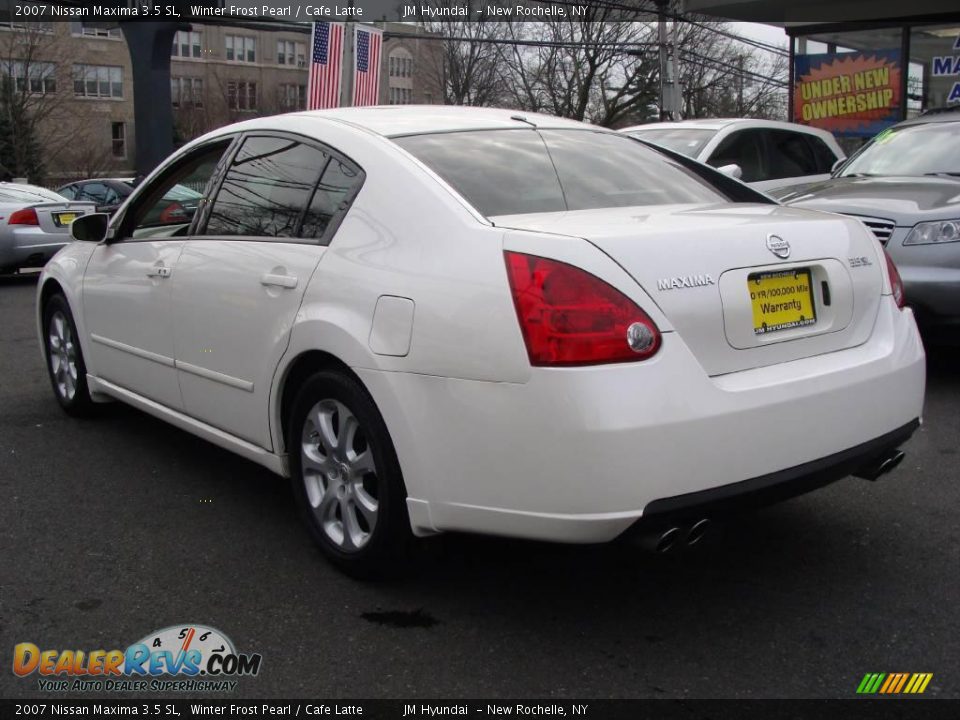 2007 Nissan Maxima 3.5 SL Winter Frost Pearl / Cafe Latte Photo #4