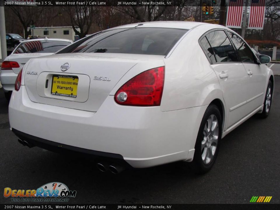 2007 Nissan Maxima 3.5 SL Winter Frost Pearl / Cafe Latte Photo #6