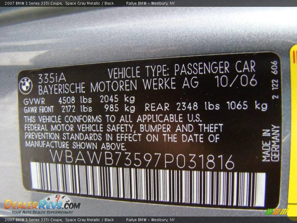 2007 BMW 3 Series 335i Coupe Space Gray Metallic / Black Photo #14