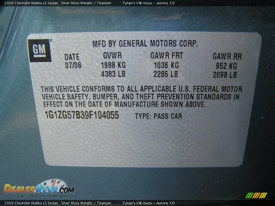 2009 Chevrolet Malibu LS Sedan Silver Moss Metallic / Titanium Photo #19