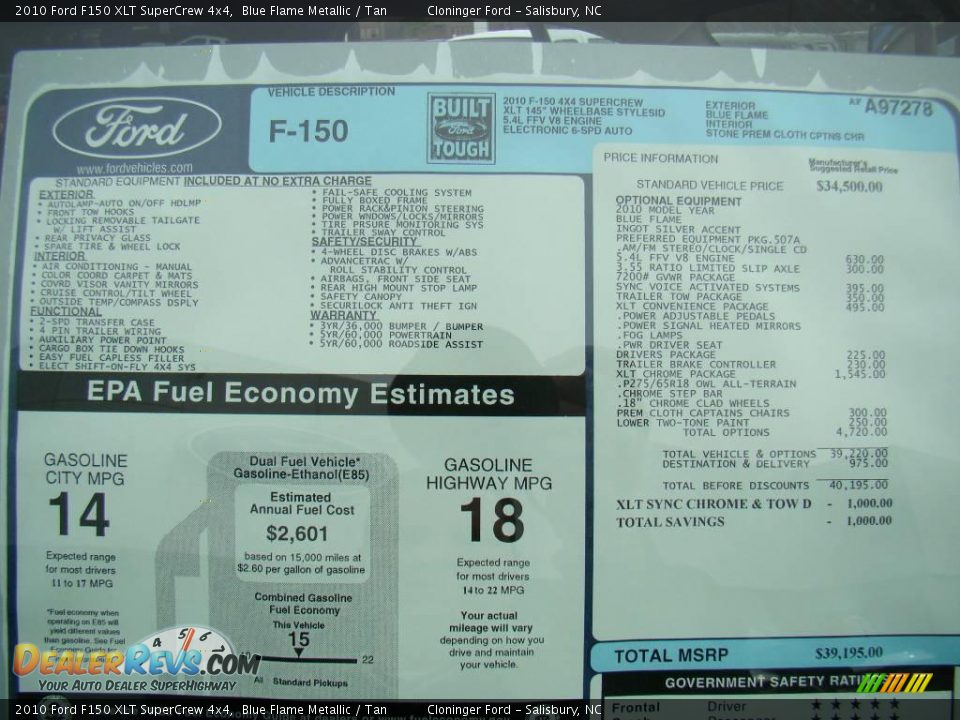 2010 Ford F150 XLT SuperCrew 4x4 Blue Flame Metallic / Tan Photo #14