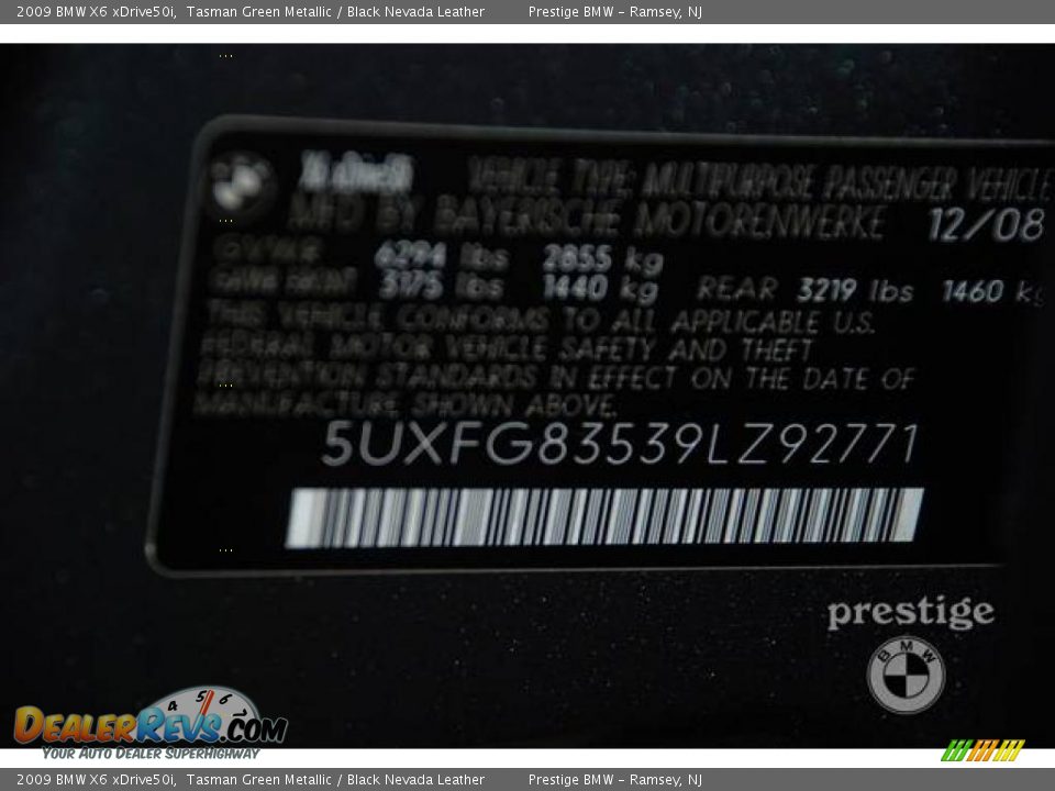 2009 BMW X6 xDrive50i Tasman Green Metallic / Black Nevada Leather Photo #12
