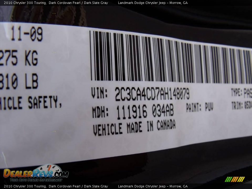 2010 Chrysler 300 Touring Dark Cordovan Pearl / Dark Slate Gray Photo #15