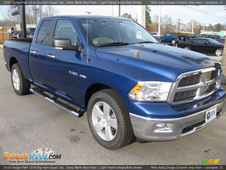 2010 Dodge Ram 1500 Big Horn Quad Cab Deep Water Blue Pearl / Light Pebble Beige/Bark Brown Photo #3