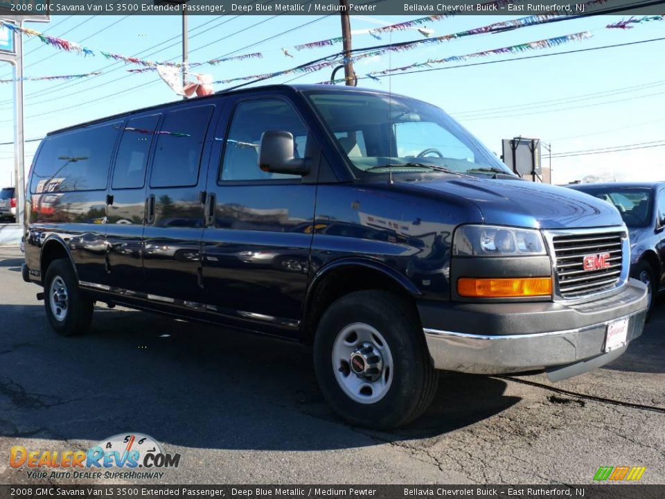 2008 GMC Savana Van LS 3500 Extended Passenger Deep Blue Metallic / Medium Pewter Photo #3