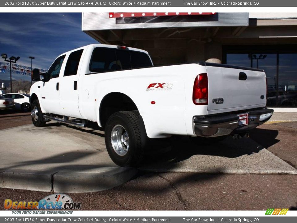 2003 Ford F350 Super Duty Lariat Crew Cab 4x4 Dually Oxford White / Medium Parchment Photo #4