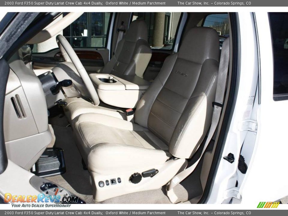 2003 Ford F350 Super Duty Lariat Crew Cab 4x4 Dually Oxford White / Medium Parchment Photo #5