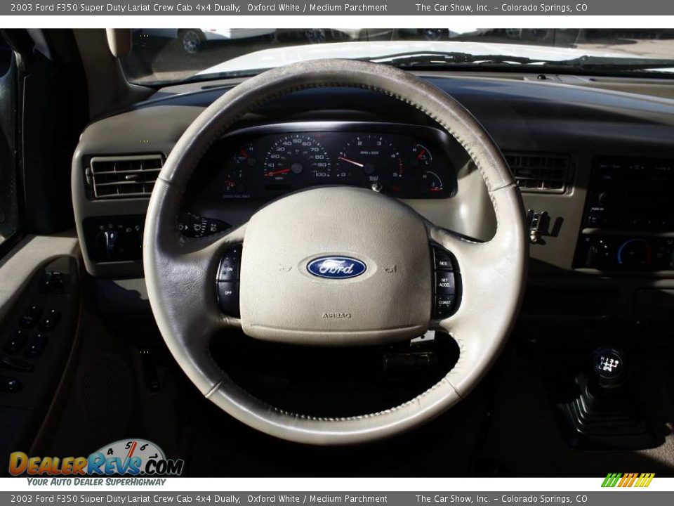 2003 Ford F350 Super Duty Lariat Crew Cab 4x4 Dually Oxford White / Medium Parchment Photo #7