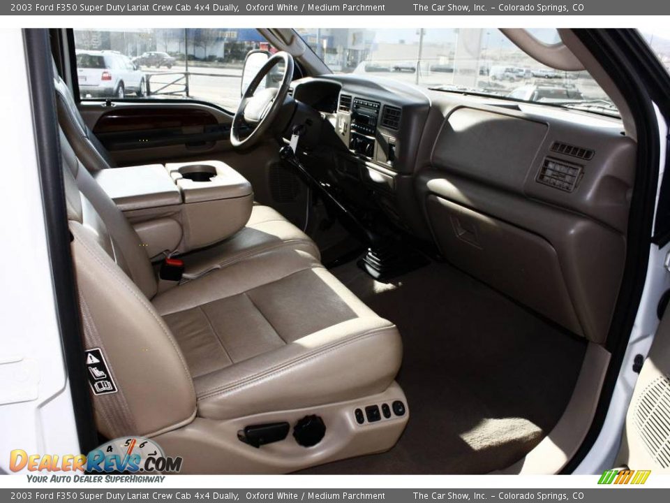 2003 Ford F350 Super Duty Lariat Crew Cab 4x4 Dually Oxford White / Medium Parchment Photo #11
