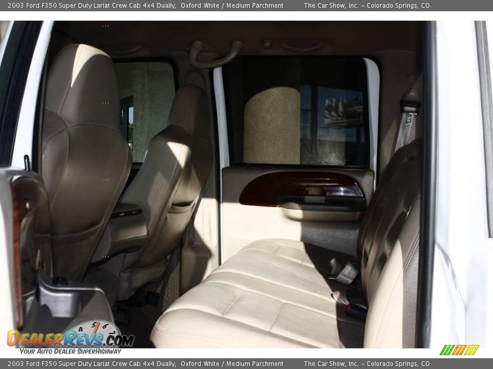 2003 Ford F350 Super Duty Lariat Crew Cab 4x4 Dually Oxford White / Medium Parchment Photo #13