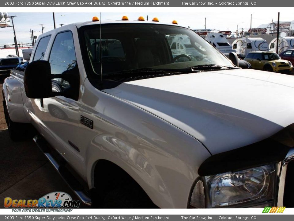 2003 Ford F350 Super Duty Lariat Crew Cab 4x4 Dually Oxford White / Medium Parchment Photo #16