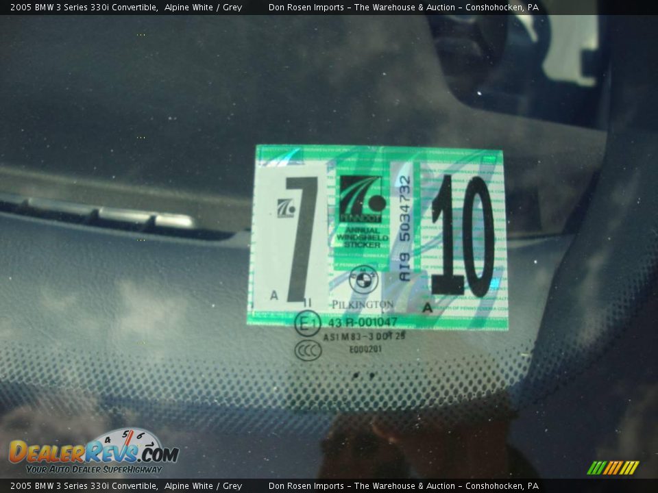 2005 BMW 3 Series 330i Convertible Alpine White / Grey Photo #28