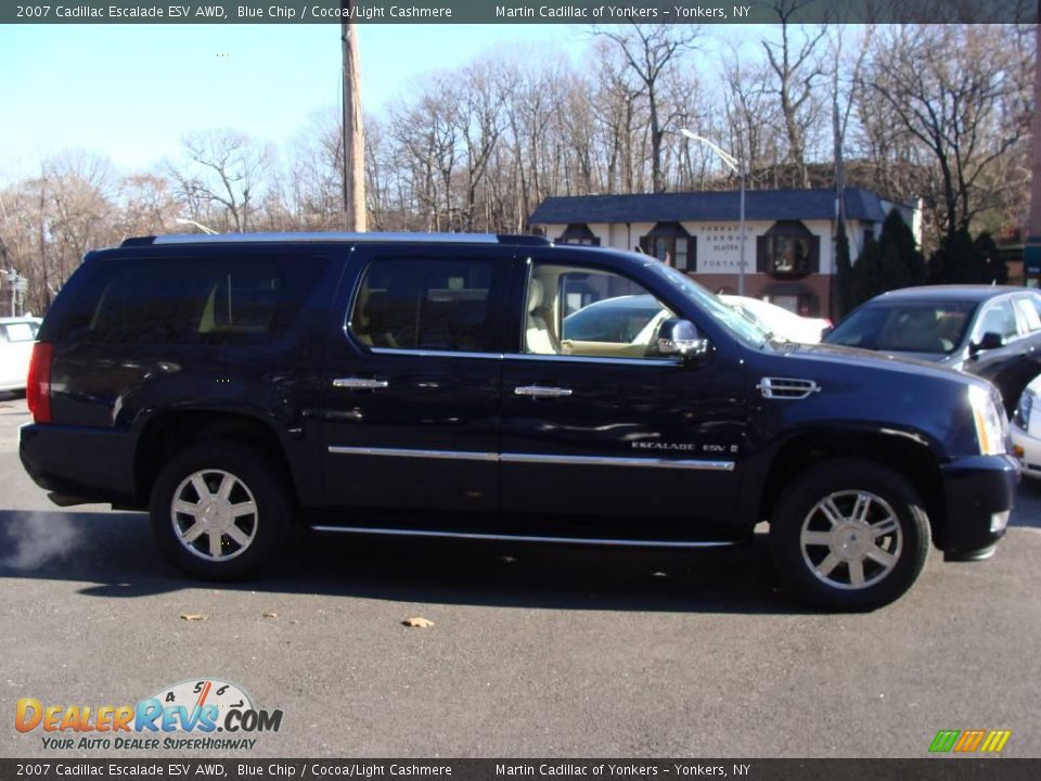 2007 Cadillac Escalade ESV AWD Blue Chip / Cocoa/Light Cashmere Photo #4