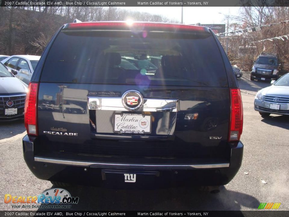 2007 Cadillac Escalade ESV AWD Blue Chip / Cocoa/Light Cashmere Photo #6