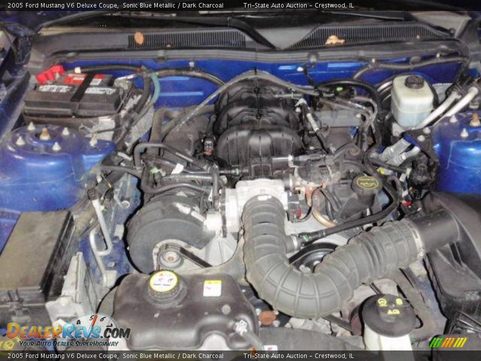 2005 Ford Mustang V6 Deluxe Coupe Sonic Blue Metallic / Dark Charcoal Photo #10