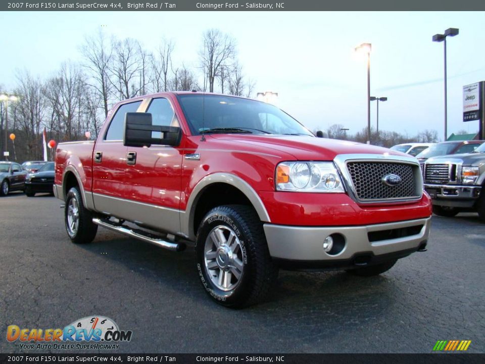 2007 Ford F150 Lariat SuperCrew 4x4 Bright Red / Tan Photo #1