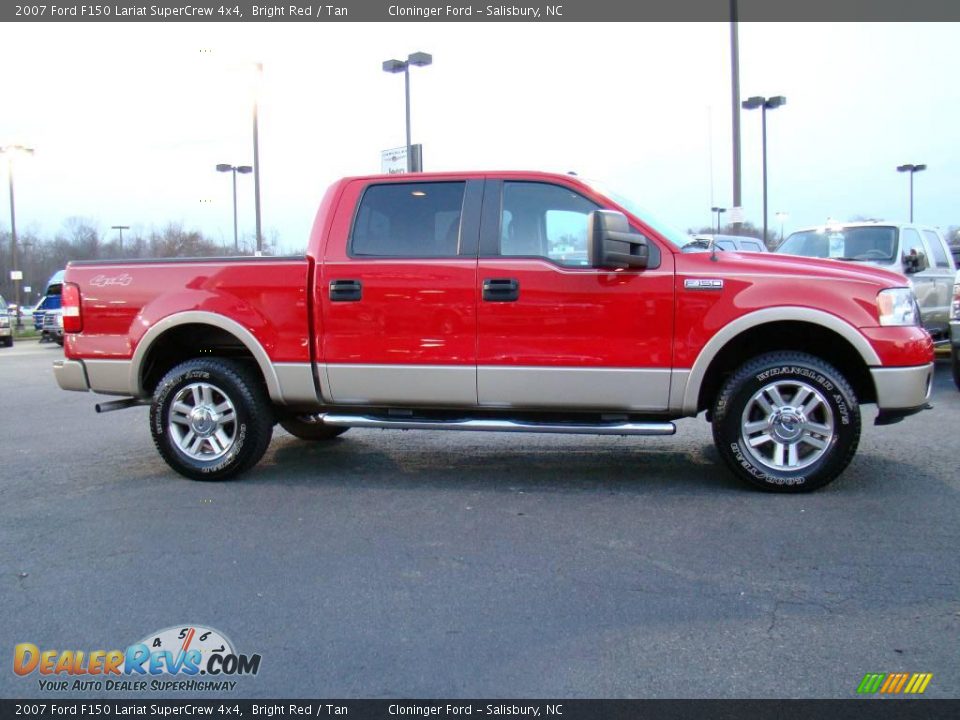 2007 Ford F150 Lariat SuperCrew 4x4 Bright Red / Tan Photo #2