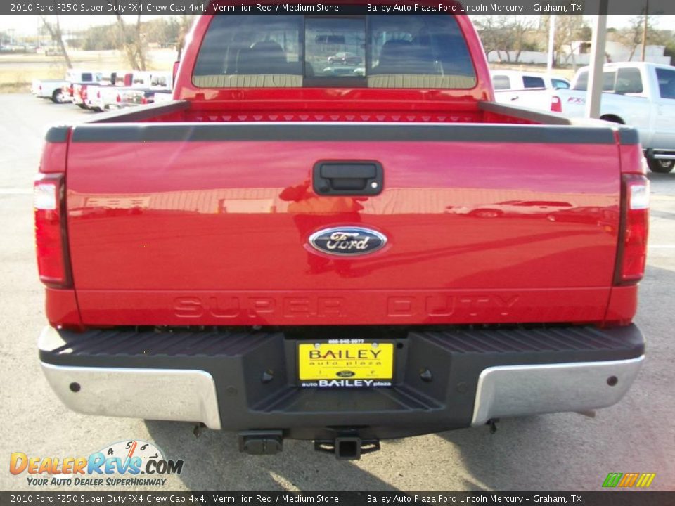 2010 Ford F250 Super Duty FX4 Crew Cab 4x4 Vermillion Red / Medium Stone Photo #5