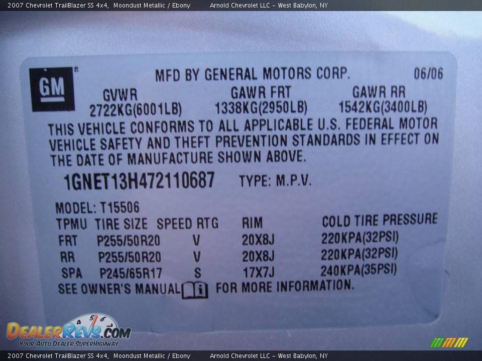 2007 Chevrolet TrailBlazer SS 4x4 Moondust Metallic / Ebony Photo #15