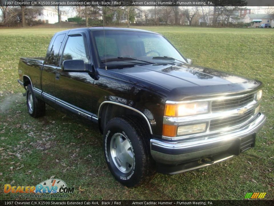 1997 Chevrolet C/K K1500 Silverado Extended Cab 4x4 Black / Red Photo #4