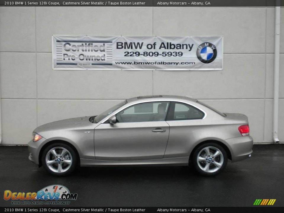 2010 BMW 1 Series 128i Coupe Cashmere Silver Metallic / Taupe Boston Leather Photo #1