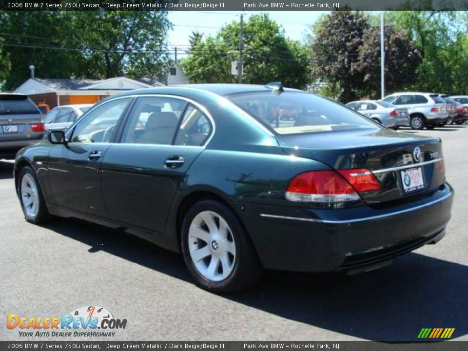 2006 BMW 7 Series 750Li Sedan Deep Green Metallic / Dark Beige/Beige III Photo #6
