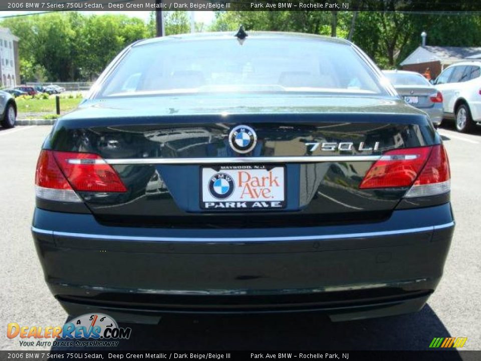 2006 BMW 7 Series 750Li Sedan Deep Green Metallic / Dark Beige/Beige III Photo #7