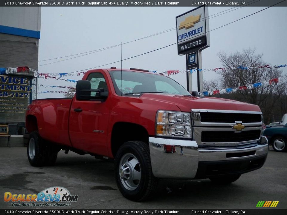 2010 Chevrolet Silverado 3500HD Work Truck Regular Cab 4x4 Dually Victory Red / Dark Titanium Photo #3