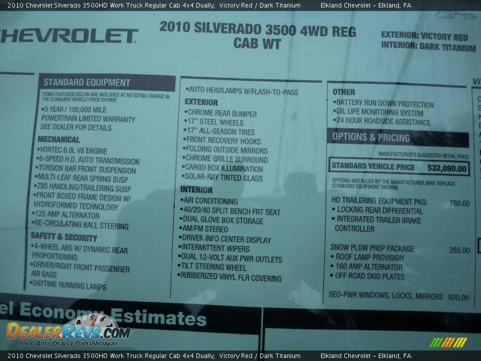 2010 Chevrolet Silverado 3500HD Work Truck Regular Cab 4x4 Dually Victory Red / Dark Titanium Photo #36
