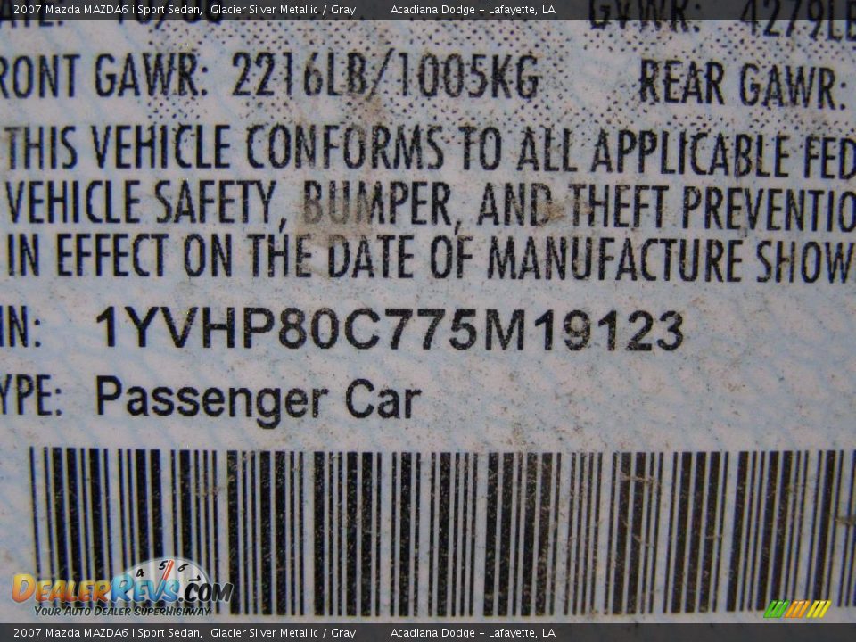 2007 Mazda MAZDA6 i Sport Sedan Glacier Silver Metallic / Gray Photo #13