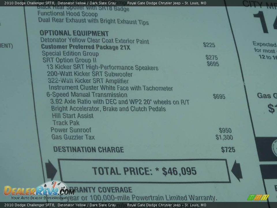 2010 Dodge Challenger SRT8 Detonator Yellow / Dark Slate Gray Photo #21