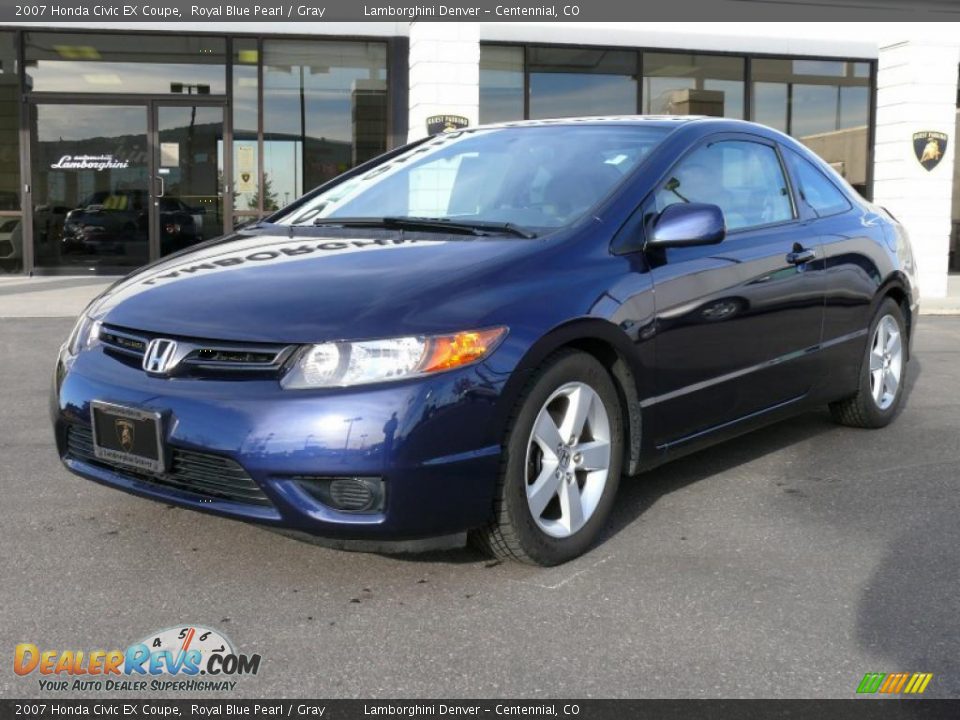 2007 Honda Civic EX Coupe Royal Blue Pearl / Gray Photo #2