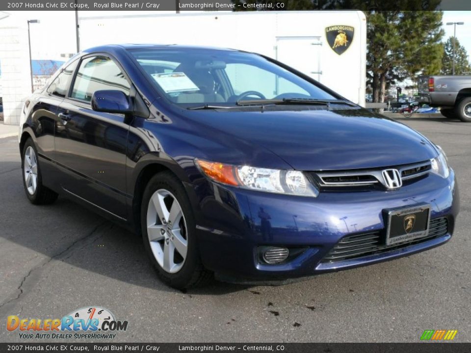 2007 Honda Civic EX Coupe Royal Blue Pearl / Gray Photo #4