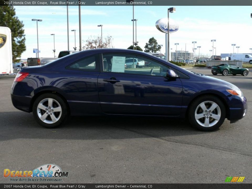 2007 Honda Civic EX Coupe Royal Blue Pearl / Gray Photo #5
