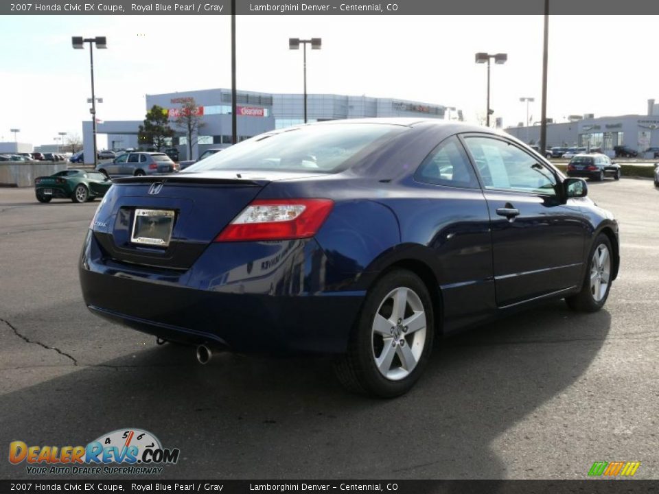 2007 Honda Civic EX Coupe Royal Blue Pearl / Gray Photo #6