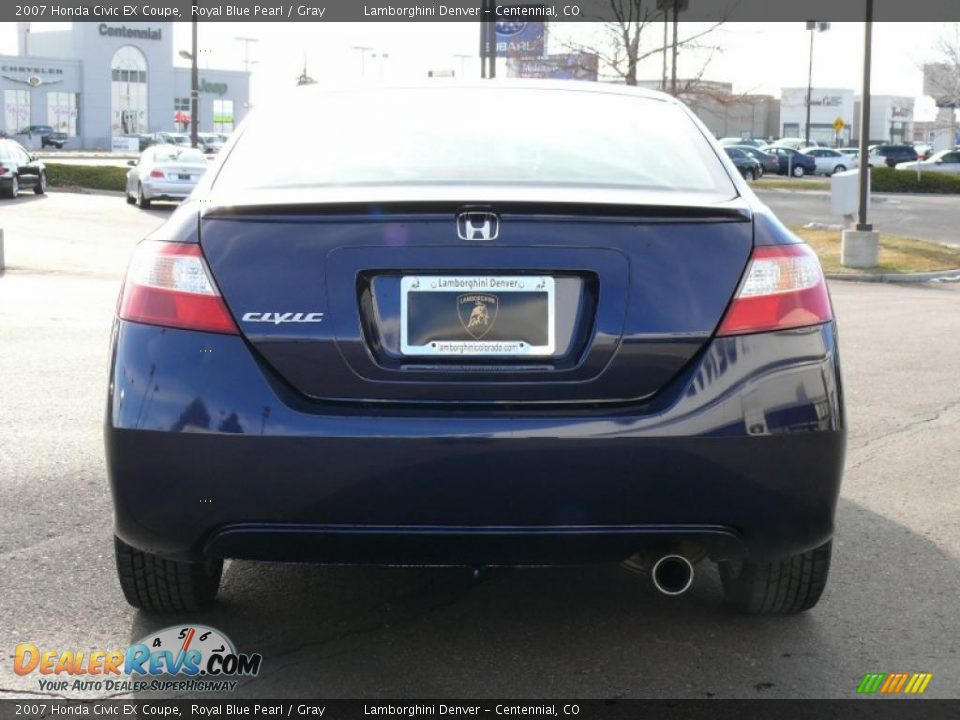 2007 Honda Civic EX Coupe Royal Blue Pearl / Gray Photo #7