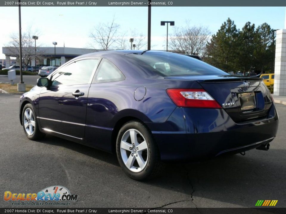 2007 Honda Civic EX Coupe Royal Blue Pearl / Gray Photo #8