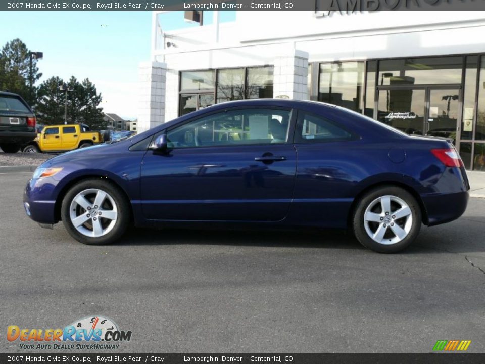 2007 Honda Civic EX Coupe Royal Blue Pearl / Gray Photo #9