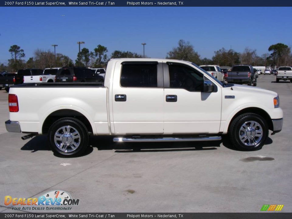 2007 Ford F150 Lariat SuperCrew White Sand Tri-Coat / Tan Photo #5