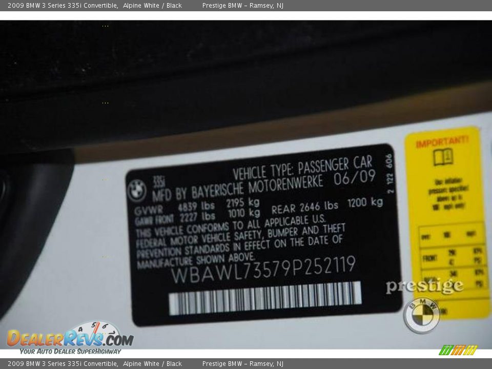 2009 BMW 3 Series 335i Convertible Alpine White / Black Photo #12