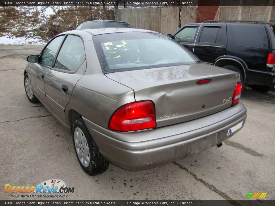 1998 Dodge Neon Highline Sedan Bright Platinum Metallic / Agate Photo #5