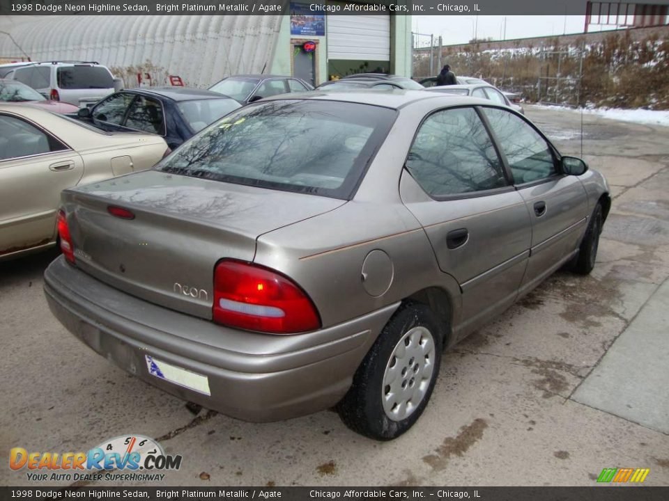 1998 Dodge Neon Highline Sedan Bright Platinum Metallic / Agate Photo #6