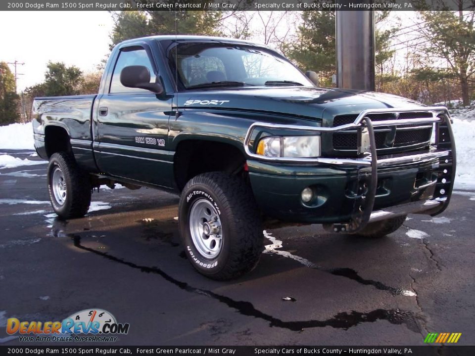 2000 Dodge Ram 1500 Sport Regular Cab Forest Green Pearlcoat / Mist Gray Photo #15